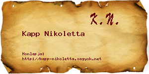 Kapp Nikoletta névjegykártya